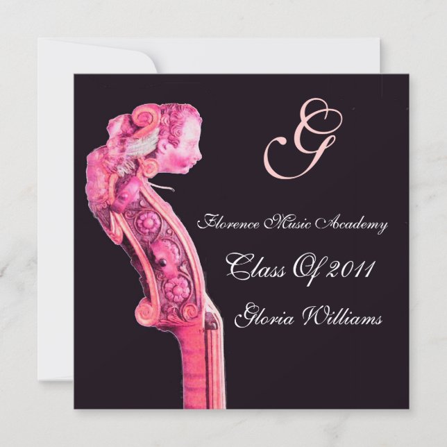SYMPHONIA CLASSIC MUSIC GRADUATION MONOGRAM Violin Invitation (Front)