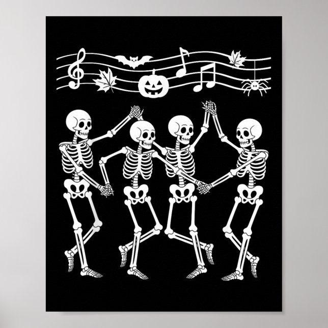 Symphony Dance Halloween Music Party Dancing Skele Poster (Front)