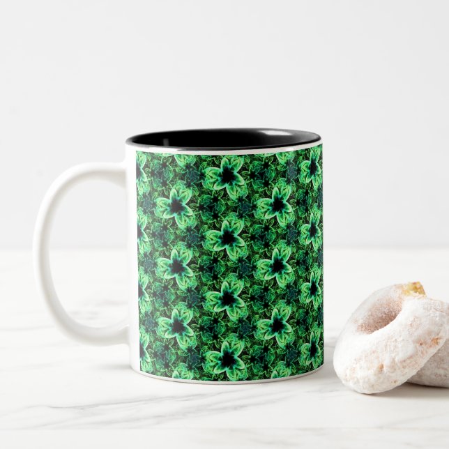 Symphony in Green  Two-Tone Coffee Mug (With Donut)