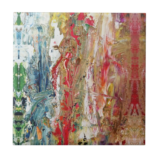 Symphony of Chaos – Abstract Real Artist’s Palette Ceramic Tile (Front)