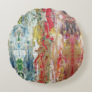 Symphony of Chaos – Abstract Real Artist’s Palette Round Pillow