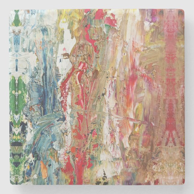 Symphony of Chaos – Abstract Real Artist’s Palette Stone Coaster (Front)