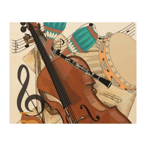 Symphony of Instruments Wood Wall Art