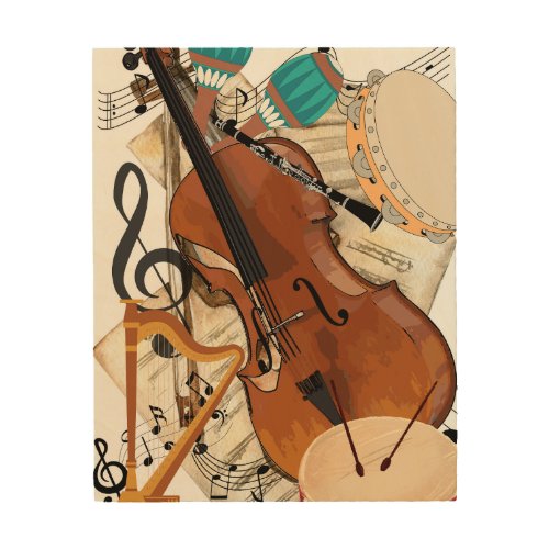 Symphony of Instruments Wood Wall Art