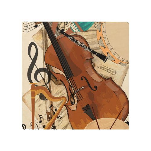 Symphony of Instruments Wood Wall Art