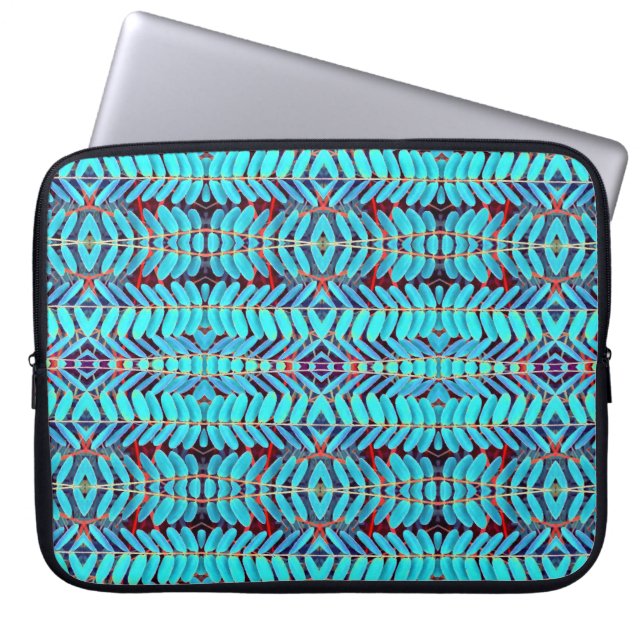Symphony of Leaves, Aqua Laptop Sleeve (Front)