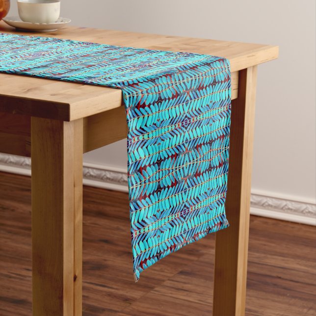 Symphony of Leaves, Aqua Medium Table Runner (In Situ)