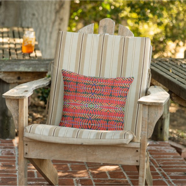 Symphony of Leaves, Red Throw Pillow (Chair)