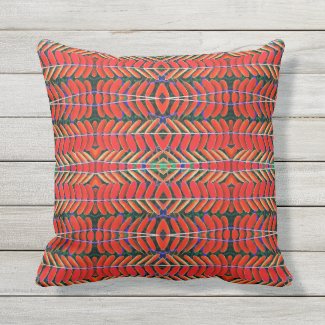 Symphony of Leaves, Red Throw Pillow