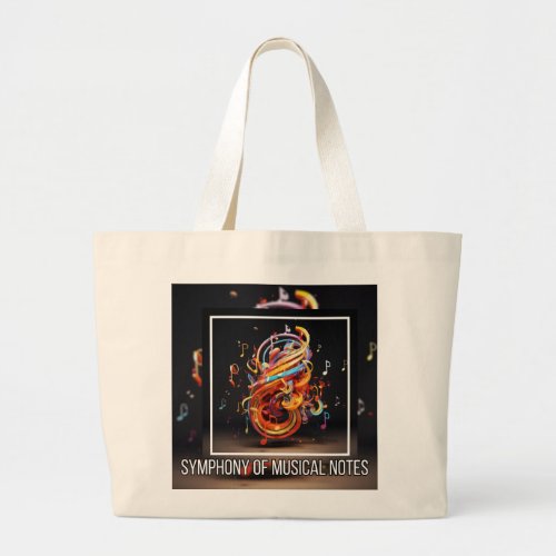 Symphony of musical notes large tote bag