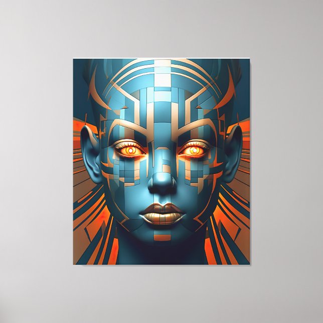 Symphony of Shapes: Abstract Woman's Face Canvas Print (Front)