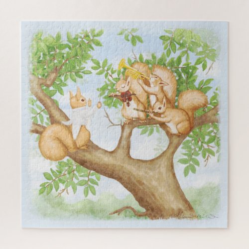 Symphony of Squirrels Canvas Print Jigsaw Puzzle