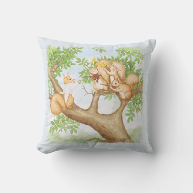 Symphony of Squirrels Throw Pillow (Front)