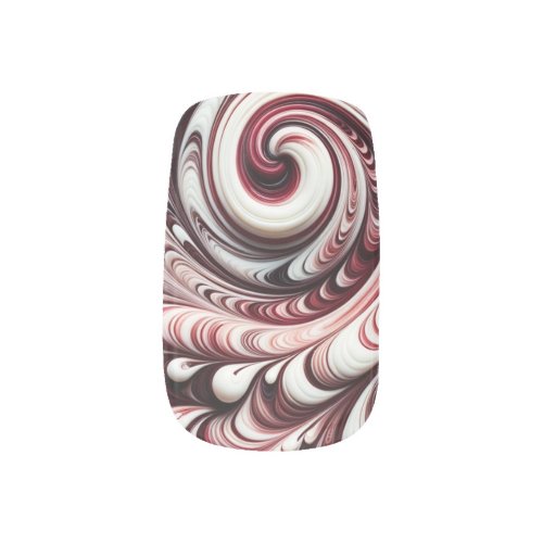 Symphony of Swirls in Marbled Red and Black Minx Nail Art