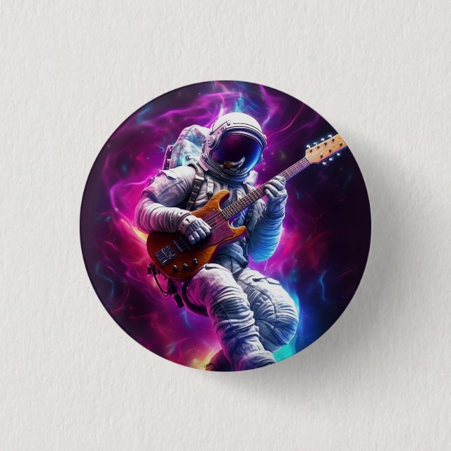 Symphony of the Void | Neon Cyberpunk Astronaut Button (Front)