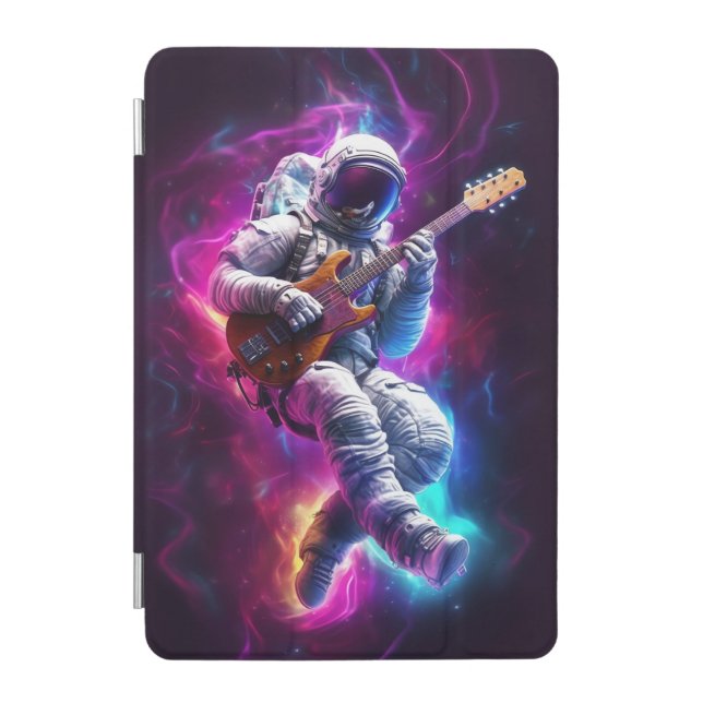 Symphony of the Void | Neon Cyberpunk Astronaut iPad Mini Cover (Front)