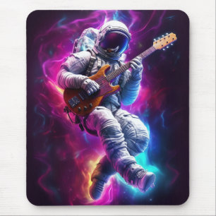 Symphony of the Void Neon Cyberpunk Astronaut Mouse Pad