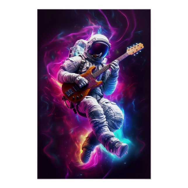 Symphony of the Void | Neon Cyberpunk Astronaut Poster (Front)