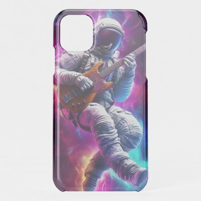 Symphony of the Void | Neon Cyberpunk Astronaut Uncommon iPhone Case (Back)