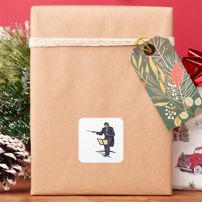 Symphony Orchestra Conductor Classical Music Square Sticker (Creator Uploaded)