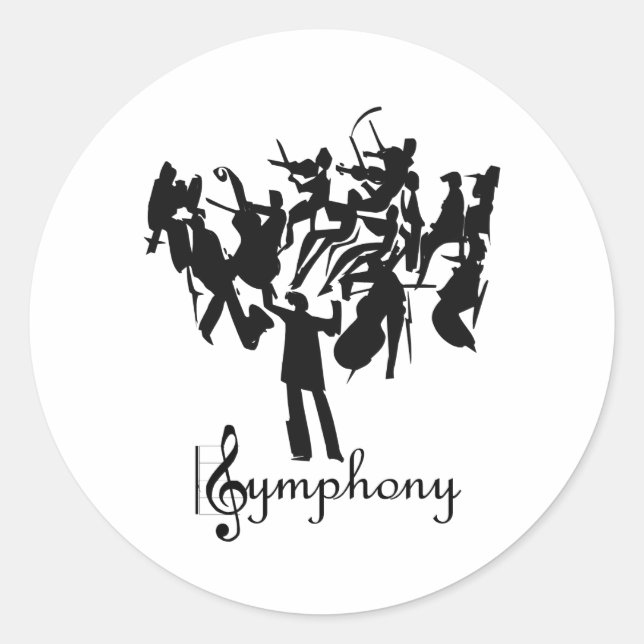 SYMPHONY orchestra  in a stylized design Classic Round Sticker (Front)