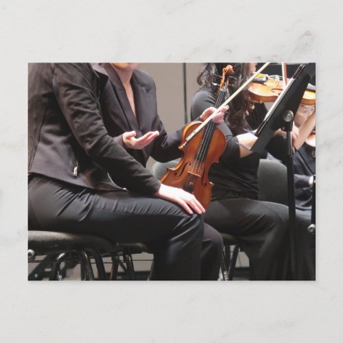 Symphony orchestra violinists postcard