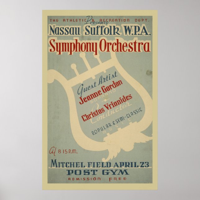 Symphony Orchestra WPA Vintage Music Poster (Front)