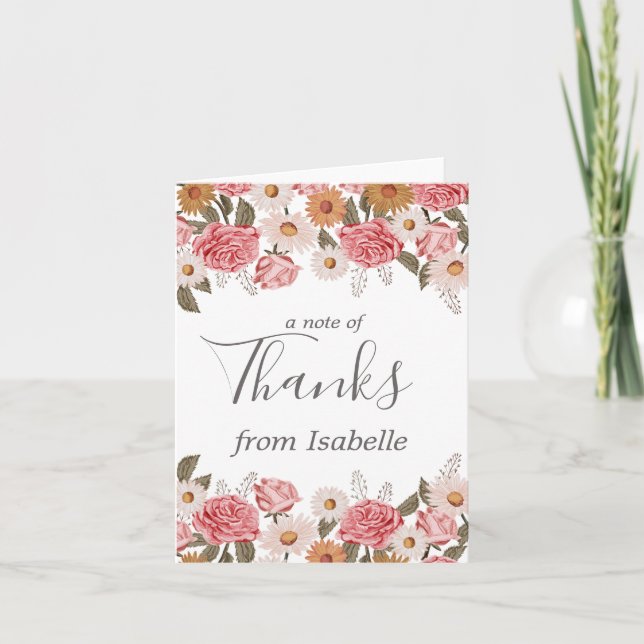 Symphony Rose Thank You Card - personalized (Front)