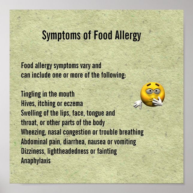 Symptoms of Food Allergy Poster (Front)