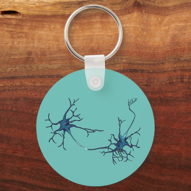 Synapse Between Neurons, Neuroscience Neuron Keychain (Front)