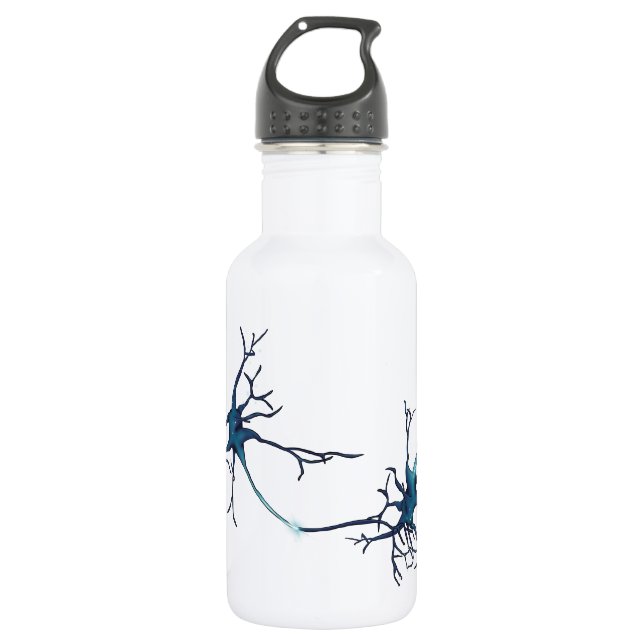 Synapse Between Neurons, Neuroscience Neuron Stainless Steel Water Bottle (Front)