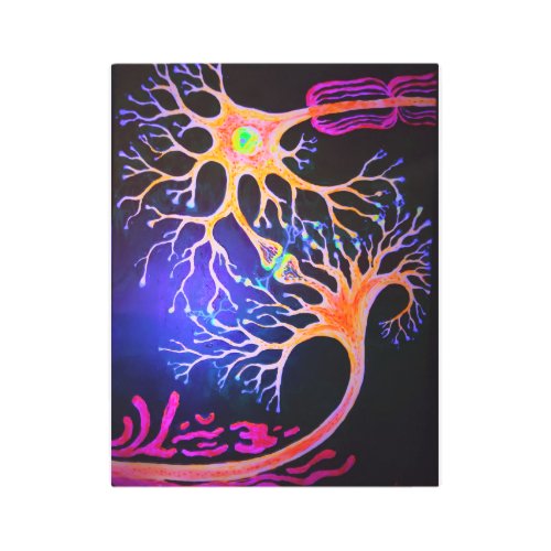 Synapses connecting neurons metal print