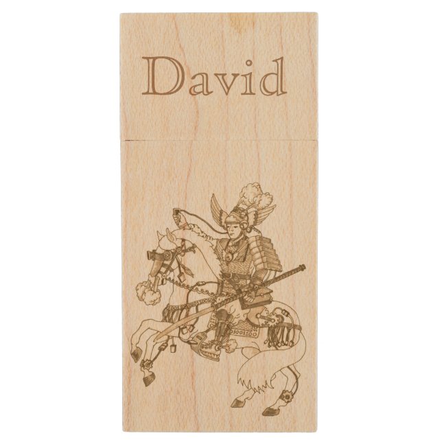 Synaptic Samurai Wood Flash Drive (Front Vertical)