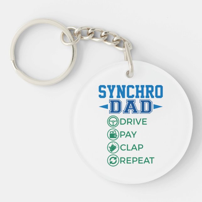 Synchro Dad Drive Pay Clap Synchronized Skating Keychain (Front)