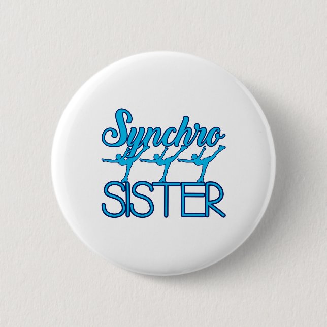 Synchro Sister Synchronized Skating Ice Skater Button (Front)
