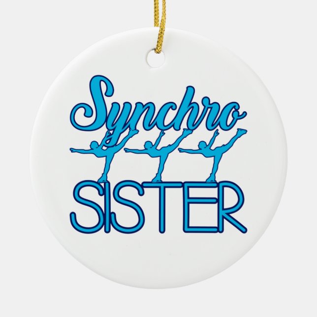 Synchro Sister Synchronized Skating Ice Skater Ceramic Ornament (Front)