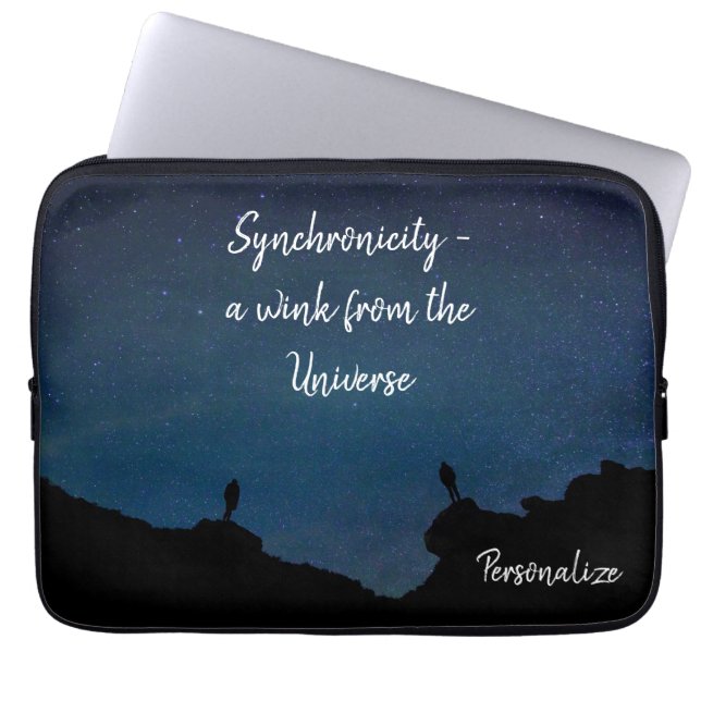 Synchronicity Quote Nighttime Stars Personalize Laptop Sleeve (Front)