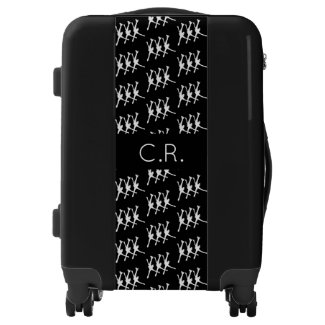 Synchronized skating luggage pattern black white