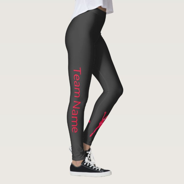 Synchronized skating team leggings - red arabesque (Right)