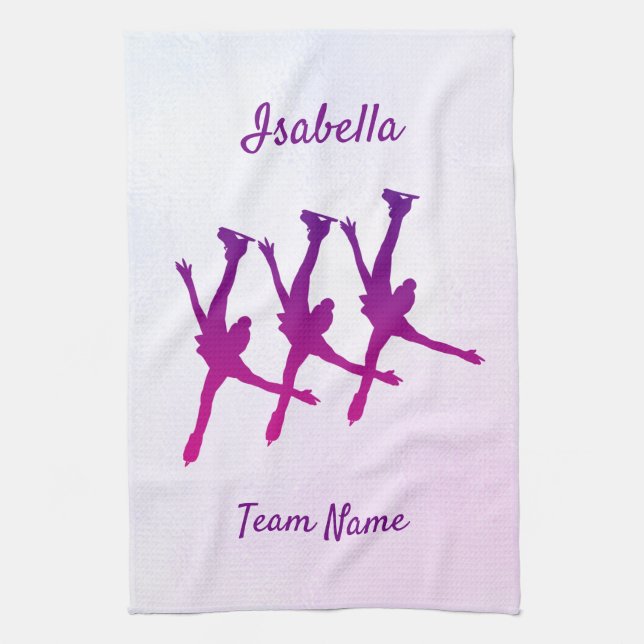 Synchronized skating towel arabesque purple (Vertical)