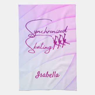 Synchronized skating towel calligraphy purple pink