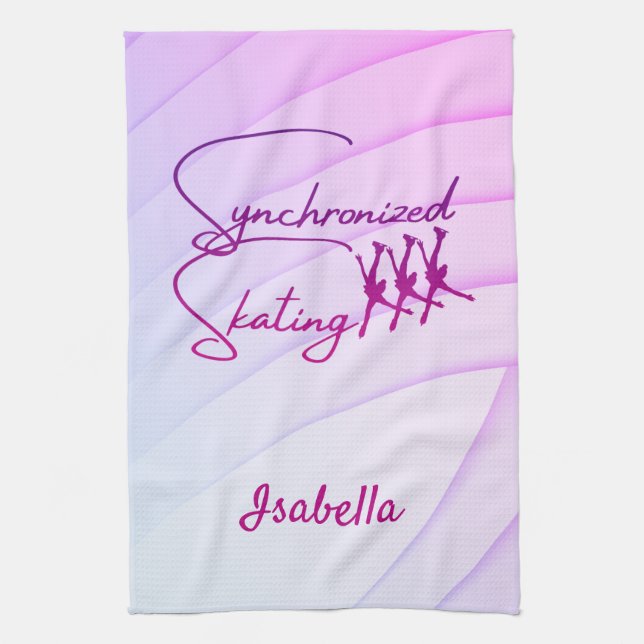 Synchronized skating towel calligraphy purple pink (Vertical)
