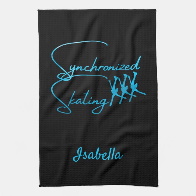 Synchronized skating towel calligraphy turquoise (Vertical)
