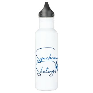 Synchronized skating water bottle blue