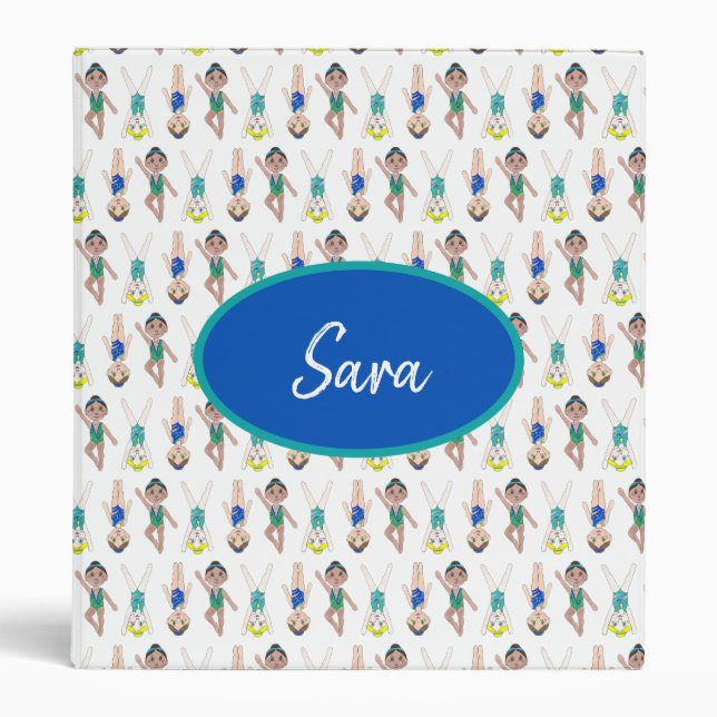 Synchronized Swimmer Girls Swim Team Synchro 3 Ring Binder (Front)