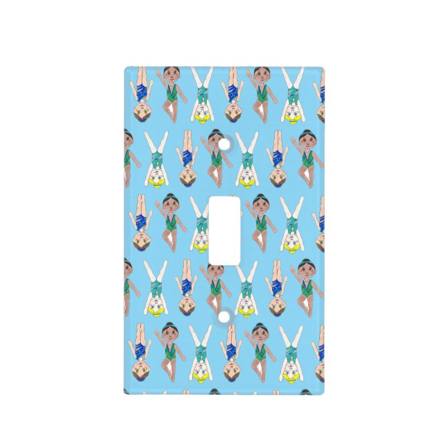 Synchronized Swimmer Girls Swim Team Synchro Coach Light Switch Cover (Front)