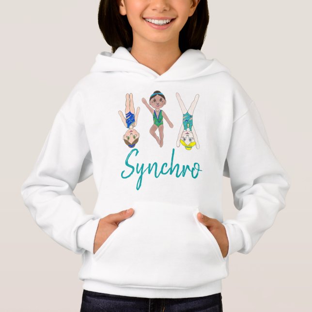 Synchronized Swimmer Girls Swim Team Synchro Hoodie (Front)