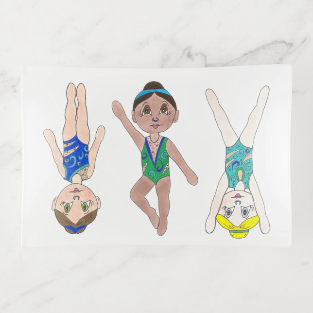 Synchronized Swimmer Girls Swim Team Synchro Trinket Tray (Front)