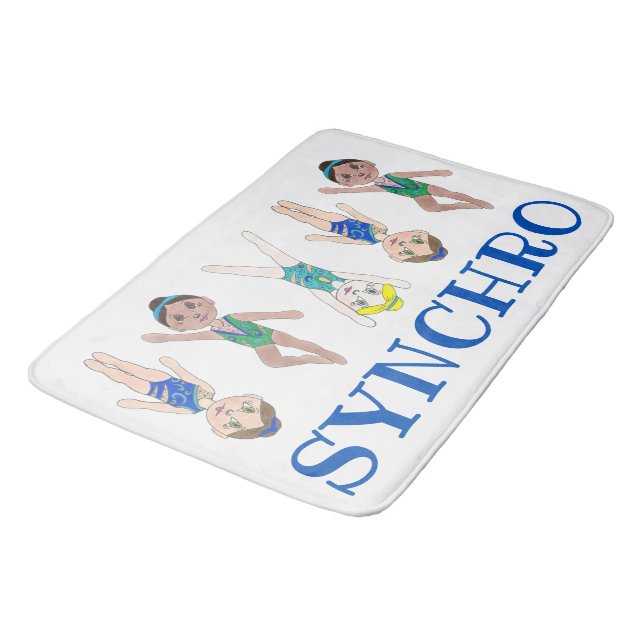 Synchronized Swimmer Girls Synchro Swimming Sports Bath Mat (Angled)
