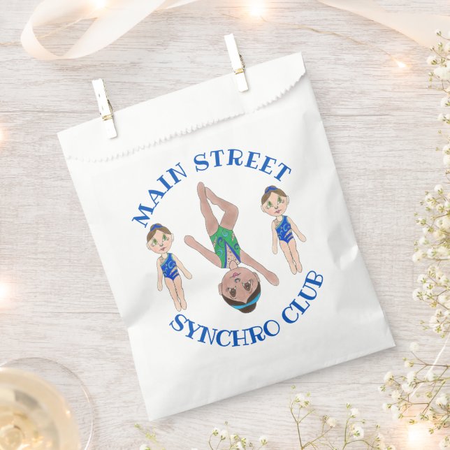 Synchronized Swimmer Girls Synchro Swimming Sports Favor Bag (Clipped)